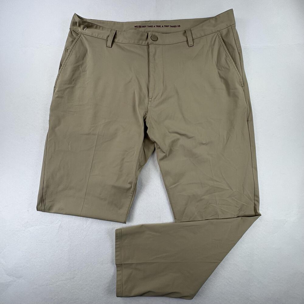 Rhone Commuter Classic Pants Mens 36x28 Tan Stretch Golf Travel Performance